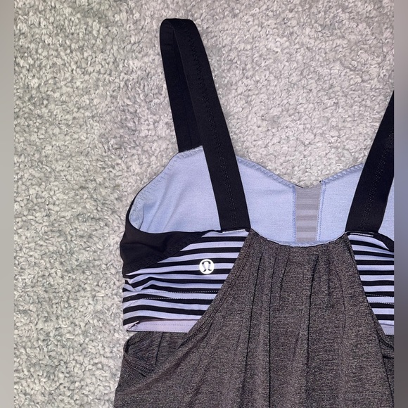 Lululemon Run: Back On Track Tank Black/Classic Stripe Polar Haze Size 6 - Picture 3 of 5